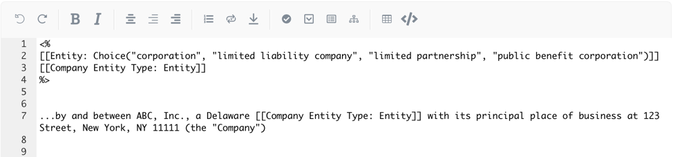 Choice Usage in Editor example